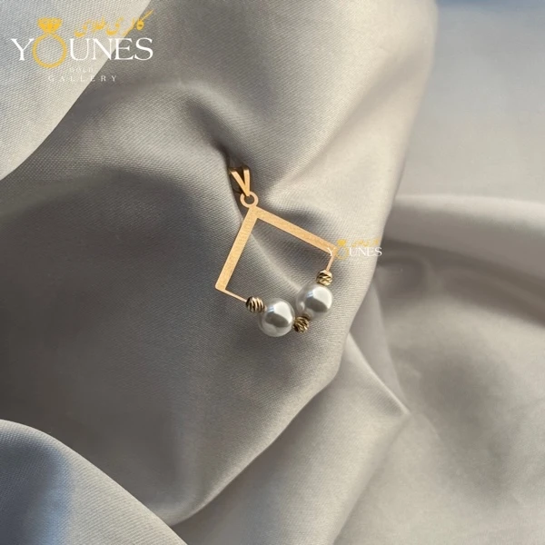 آویز لوزی مرواریدی طلا